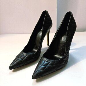 Karl Lagerfeld Cailey Black Quilted Heels Size 8.5 Pointed Toe Stiletto